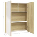 vidaXL Armoire à miroir de salle de bain 60x15x75cm MDF Blanc et chêne