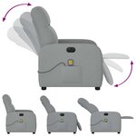 vidaXL Fauteuil de massage inclinable électrique gris clair tissu