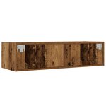 vidaXL Meuble TV avec lumières LED vieux bois 100X35 5x25 cm