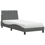 vidaXL Lit avec matelas Hanko gris foncé 90x190 cm tissu
