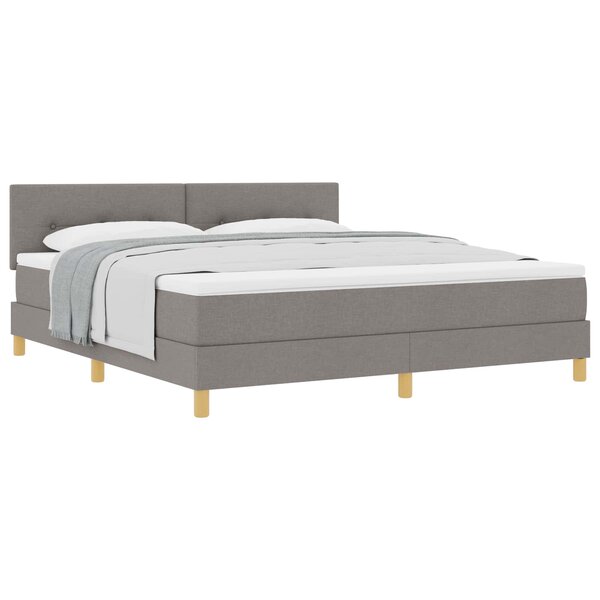 vidaXL Lit à ressorts avec coussin Taupe 180 x 200 cm tissu