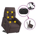 vidaXL Fauteuil inclinable de massage Marron foncé Tissu