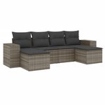 vidaXL Salon de jardin 6 Pièces avec coussins gris résine tressée