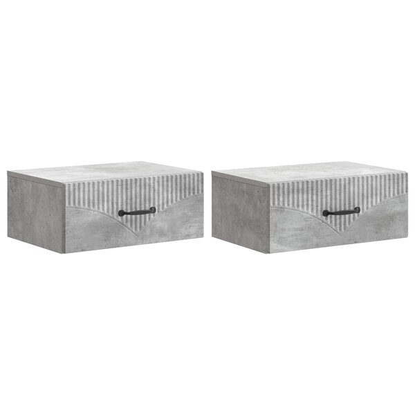 vidaXL Cabinet de chevet mural 2 pc Gris béton 49 x 34 5 x 20 cm