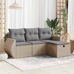 vidaXL Salon de jardin avec coussins 4 Pièces beige résine tressée