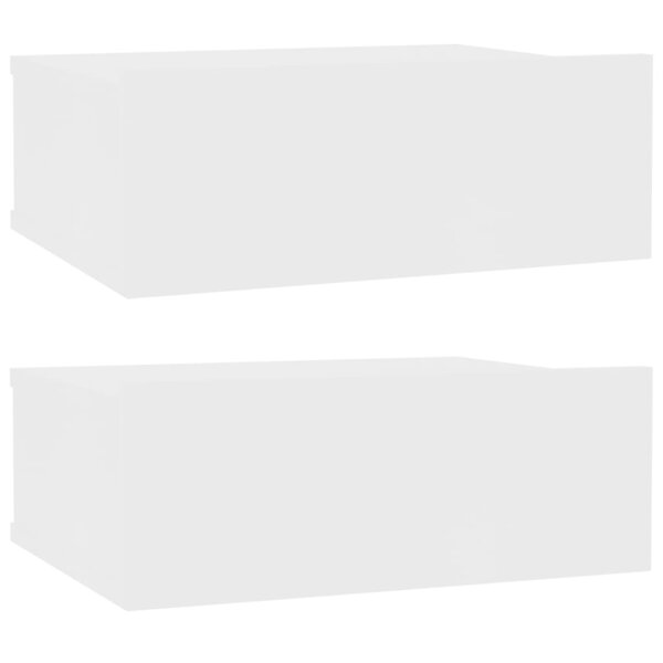 vidaXL Tables de chevet flottantes 2 Pièces Blanc bois d’ingénierie