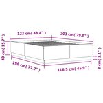 vidaXL Cadre de lit chêne fumé 120x200 cm bois d'ingénierie