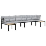 vidaXL Salon de jardin avec coussins 4 Pièces noir acier enduit de poudre