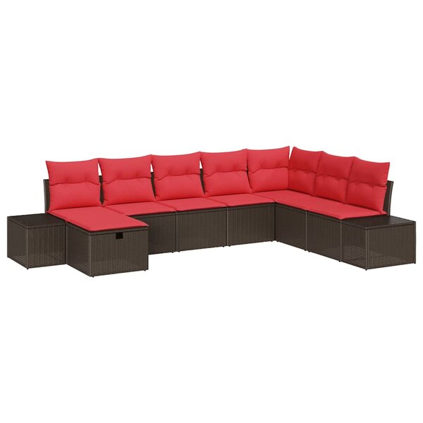 vidaXL Ensemble de canapé de jardin 8 Pièces Marron Poly rotin