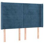 vidaXL Tête de lit à LED Bleu foncé 147x16x118/128 cm Velours