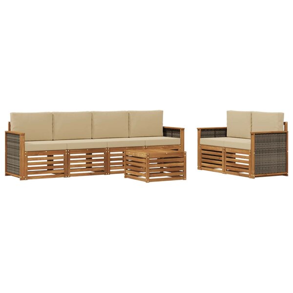 vidaXL Ensemble de canapés d'extérieur 7 pc Naturel et Beige