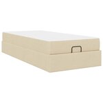 vidaXL Cadre de lit avec matelas Crème 100 x 200 cm tissu