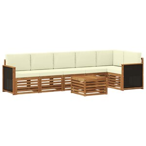 vidaXL Ensemble de canapé d'angle avec coussin 6 Pièces Naturel et Crème