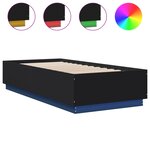 vidaXL Cadre de lit avec lumières LED noir 100x200cm bois d'ingénierie