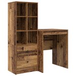 vidaXL Bureau avec rangement en bois vieilli