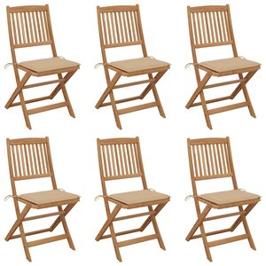vidaXL Chaises pliables de jardin lot de 6 avec coussins Bois d'acacia