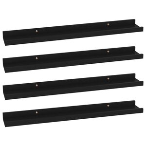 vidaXL Étagères murales 4 Pièces Noir 60x9x3 cm