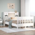 vidaXL Cadre de lit sans matelas blanc 135x190 cm bois de pin massif