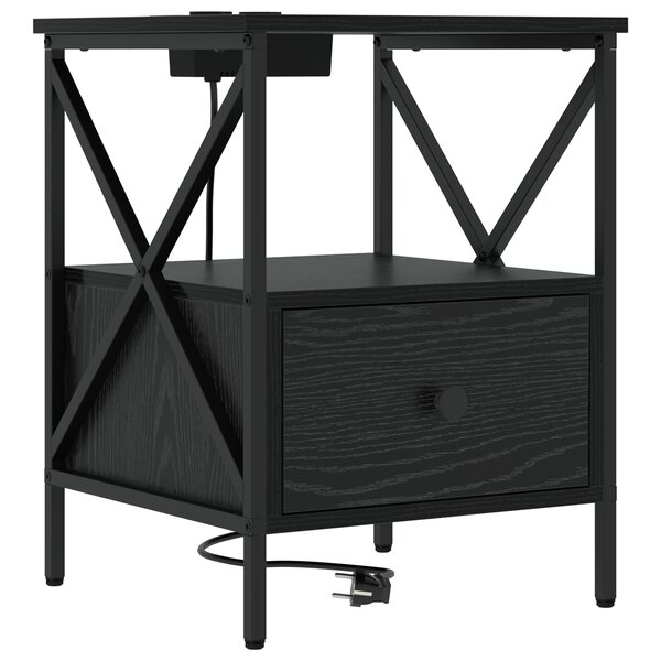 vidaXL Cabinet de chevet avec tiroir Chêne noir 41.5 x 40.5 x 55 cm