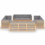 vidaXL Salon de jardin 13 Pièces avec coussins Bois de pin massif