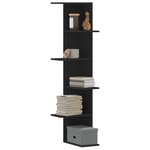 vidaXL Étagère d'angle murale noir 36 5x36 5x140 cm bois d'ingénierie