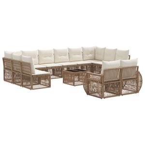 vidaXL Ensemble de canapé de jardin 13 Pièces Beige et blanc crème