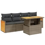 vidaXL Salon de jardin 5 Pièces avec coussins gris résine tressée
