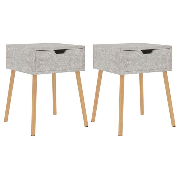 vidaXL Tables de chevet 2 Pièces Gris béton 40x40x56 cm Bois d'ingénierie