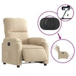 vidaXL Fauteuil inclinable électrique crème tissu microfibre