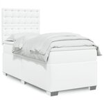 vidaXL Sommier à lattes de lit avec matelas Blanc 100x200cm Similicuir