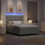 vidaXL Lit à ressort LED avec matelas Gris clair 140 x 200 cm Velours