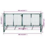 vidaXL Portail de clôture Acier 306x175 cm Vert