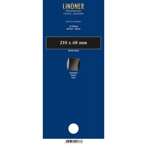Bandes double soudure 210 x 68 mm pour timbres-poste. Fond - Noir