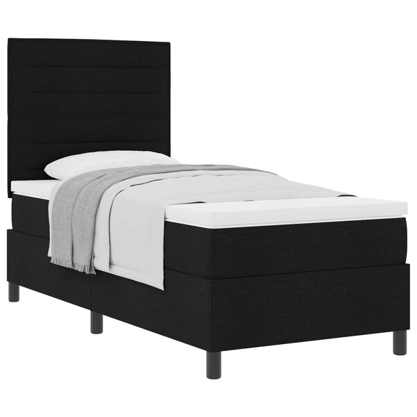 vidaXL Lit à ressorts avec matelas Noir 80 x 200 cm tissu
