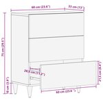 vidaXL Buffet Noyer 60 x 33 x 75 cm Bois de mangue massif