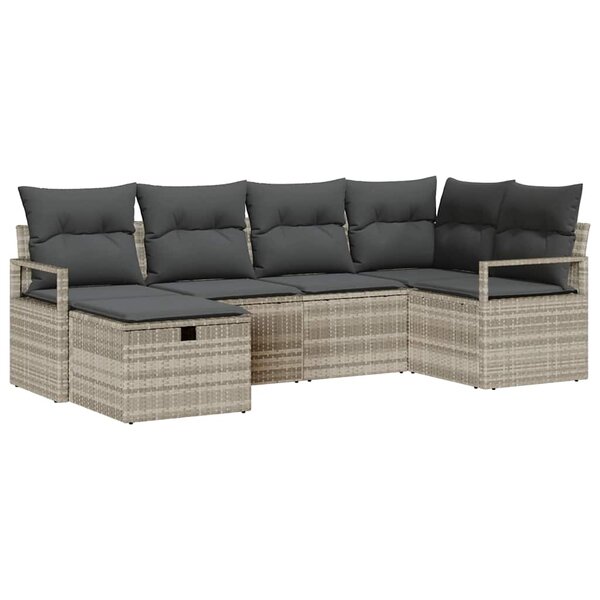 vidaXL Ensemble de canapé de jardin 6 Pièces Gris clair 232 x 122 x 85 cm