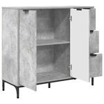 vidaXL Buffet Gris béton 89 5 x 33 x 82 cm Bois d'ingénierie