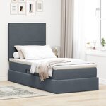 vidaXL Lit avec rangement et LED Gris foncé 90 x 200 cm Velours