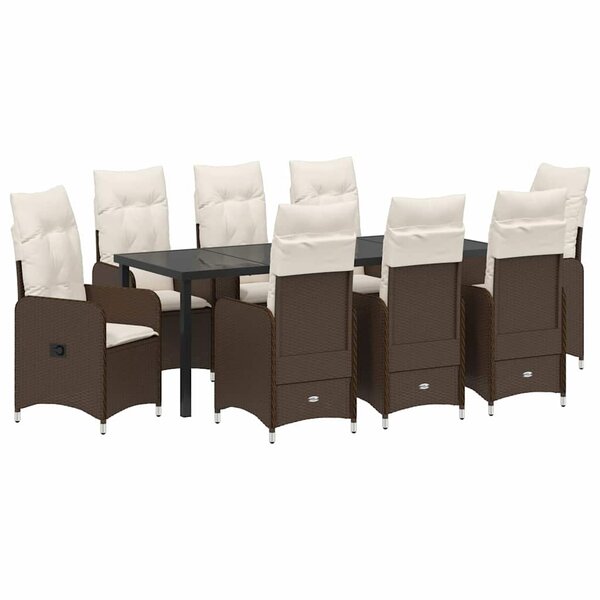 vidaXL Ensemble de salle à manger pour jardin 9 Pièces Marron polyrotin