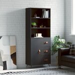 vidaXL Buffet haut Noir 69 5x34x180 cm Bois d'ingénierie