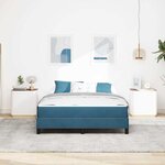 vidaXL Lit boxspring avec matelas Bleu foncé 160 x 200 cm Velours