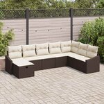 vidaXL Ensemble de canapé de jardin 8 Pièces Marron 55 x 62 x 69 cm