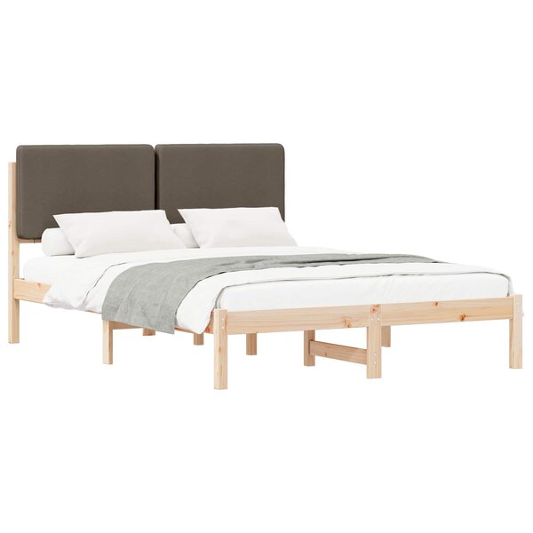 vidaXL Cadre de lit avec tête de lit rembourrée Taupe 160 x 200 cm