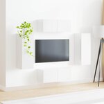 vidaXL Ensemble de meuble TV mural Montage mural 4 Pièces Blanc brillant