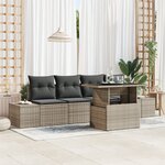 vidaXL Canapé de jardin 5 pièces avec coussins gris poly rotin