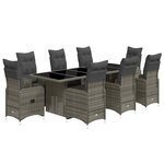 vidaXL Ensemble de bistro de jardin 9 Pièces coussins gris poly rotin