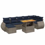 vidaXL Salon de jardin 8 Pièces avec coussins gris résine tressée