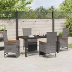 vidaXL Ensemble de salle à manger pour jardin 5 Pièces Gris Poly rotin
