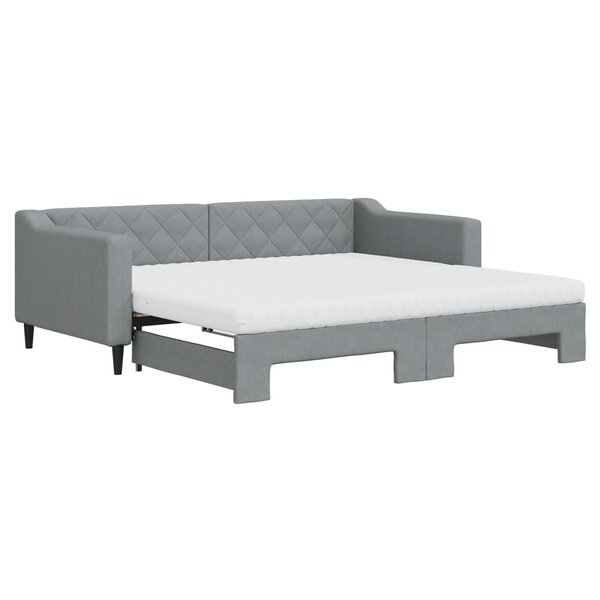 vidaXL Lit de jour avec gigogne et matelas gris clair 90x190 cm tissu