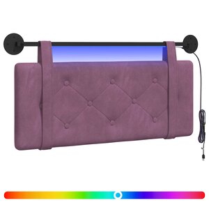 vidaXL Tête de lit suspendue Avec lumière LED Pourpre Velours